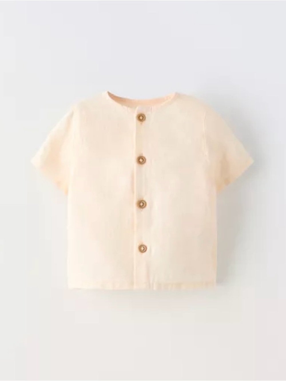 Zara Kids Light Peach Short-Sleeve Button-Up Linen Top 6-9 months